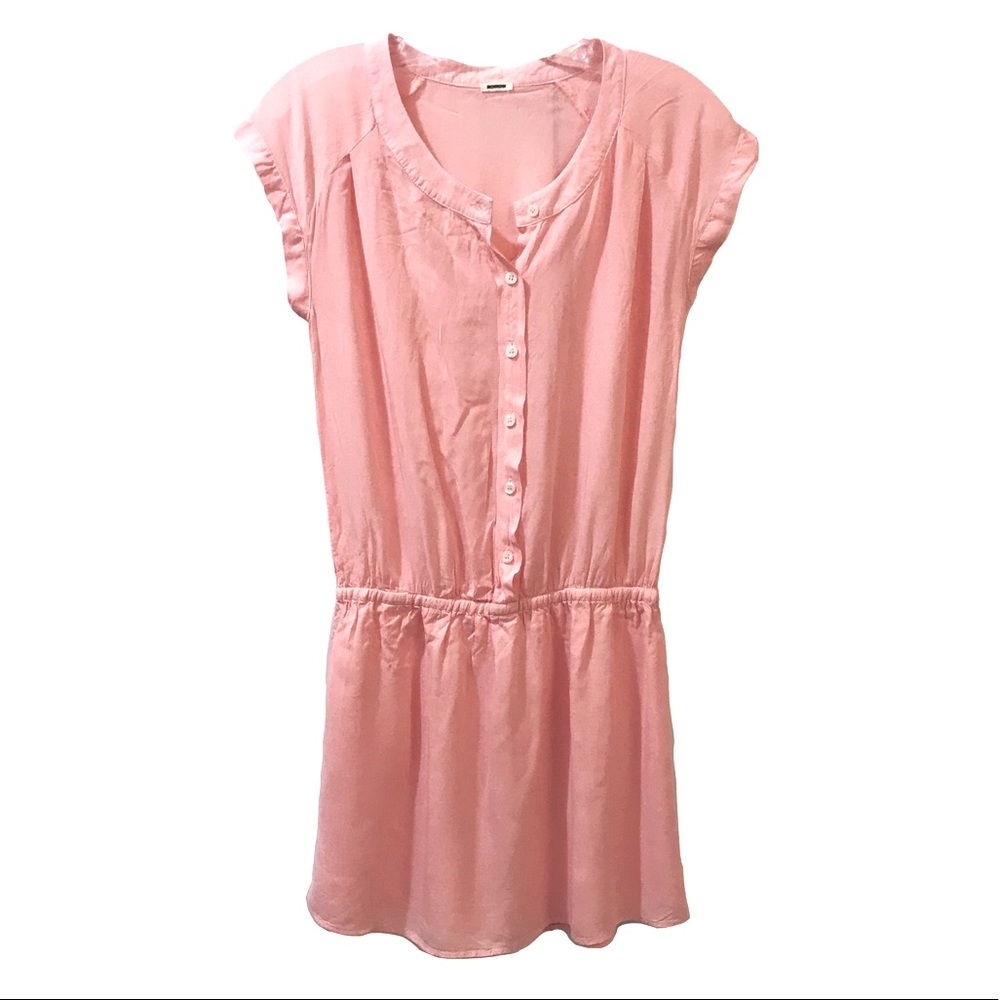 🆕 Monrow Peach Pink Button Drop Waist Dress